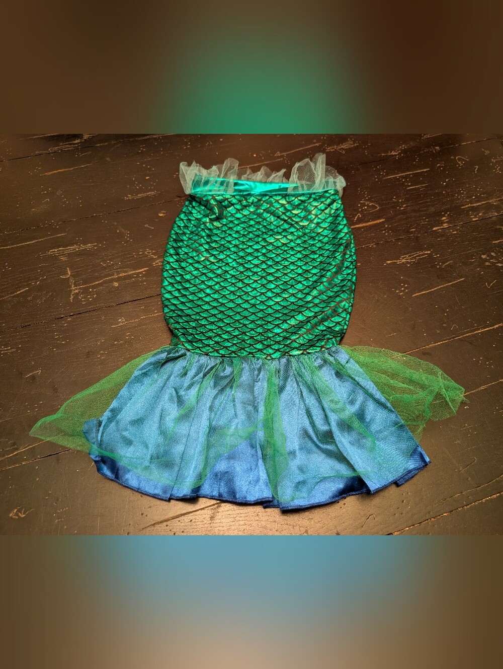 Mermaid Green Shiny Costume Bottom Half with Toule Size 120 Ages 5-6 Halloween
